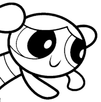 A coloring page of powerpuff girls